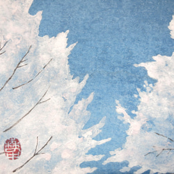 【日本画原画】桜の木と三日月　ミニアートパネル　インテリアアート　絵のある暮らし 6枚目の画像
