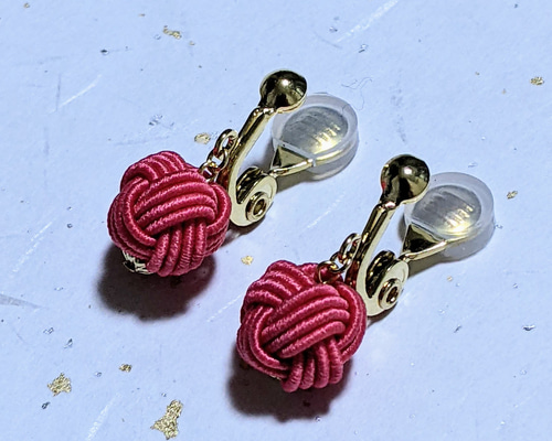 新色】水引玉結び イヤリング/ピアス 今様色 イヤリング