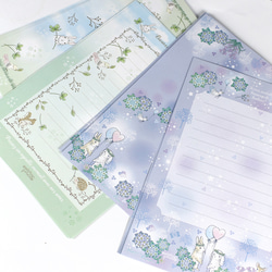 便箋のみ：お手紙に うさぎ アジサイ 紫陽花 ブルーベル スズラン 森の