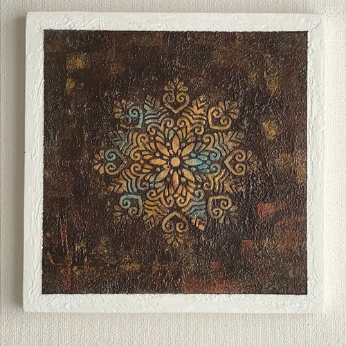 原画【時の輝き】作家作品/P6号/アクリル画/テクスチャーアート/肉筆サイン入り 異彩の画家・柏原晋平 画業二十周年記念個展 「花と髑髏