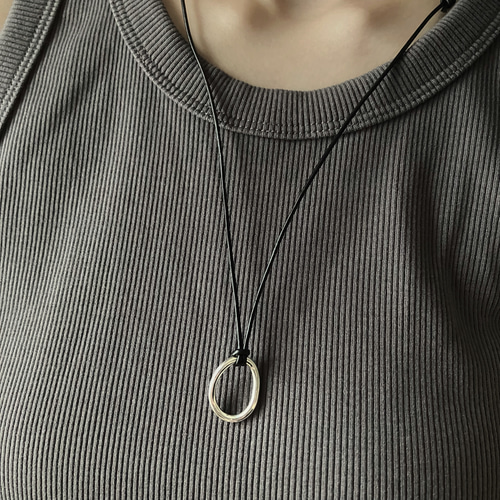 値下げしました！シルバー ロングネックレス 石付き 長さ自由なオーバルコードネックレス silver950 オールシーズン
