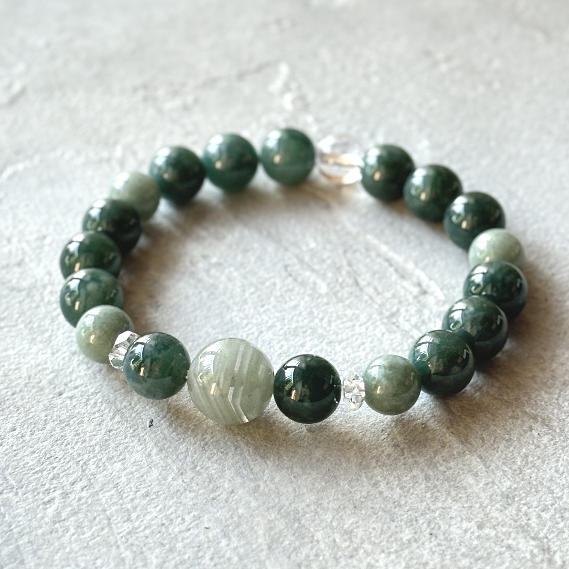 グァテマラヒスイと千層ガーデンクォーツのブレスレット/5月誕生石