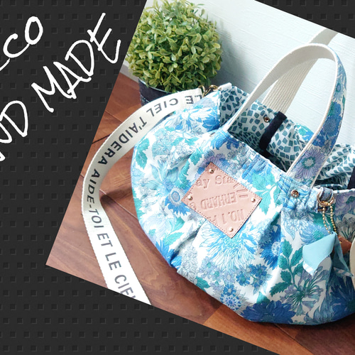 No.447【flowerころりんバッグ❤️】大きめMsize❇️デニムリメイク 