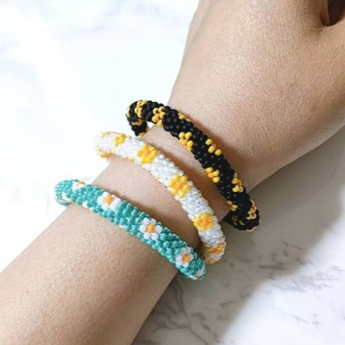 花柄 ✾ ビーズクロッシェ ブレスレット ブレスレット mysa 通販
