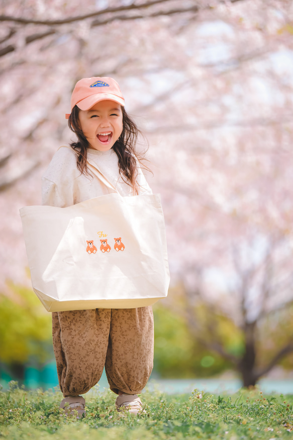 新作】名入れ 刺繍 帆布 A4 クマ トートバッグ マザーズバッグ 保育園