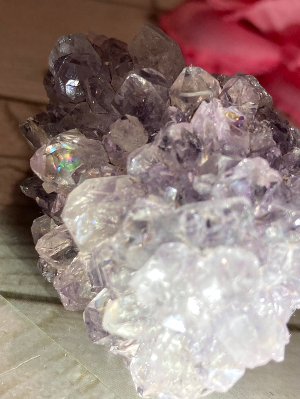 レインボー✨　サボテンアメジスト　クラスター 原石　ラフストーン　紫水晶 3枚目の画像