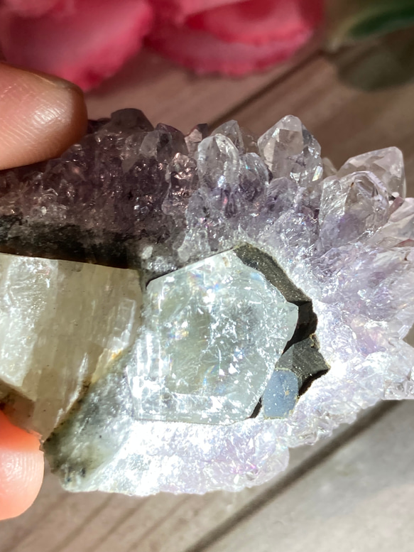 レインボー✨　サボテンアメジスト　クラスター 原石　ラフストーン　紫水晶 5枚目の画像