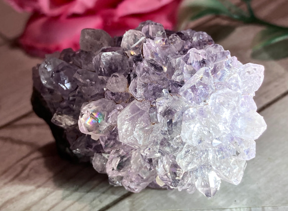 レインボー✨　サボテンアメジスト　クラスター 原石　ラフストーン　紫水晶 1枚目の画像