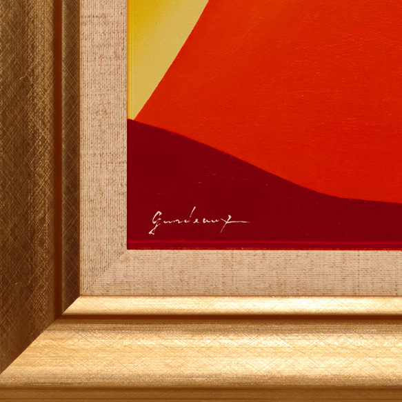 △金の太陽の発展赤富士△がんどうあつし絵画油絵石川県産金箔三号色