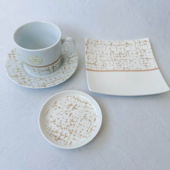 【新品/未使用】ポーセラーツ/プレートセット 新品/未使用】ポーセラーツ/プレート、小鉢、湯呑みセット 中皿