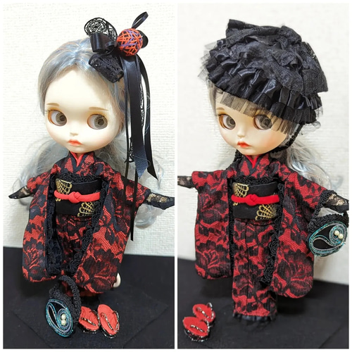 ドール着物♡ゴシック調お振袖セット その他人形 mari&doll 通販 ドール着物♡ゴシック調お振袖セット その他人形 mari&doll 通販
