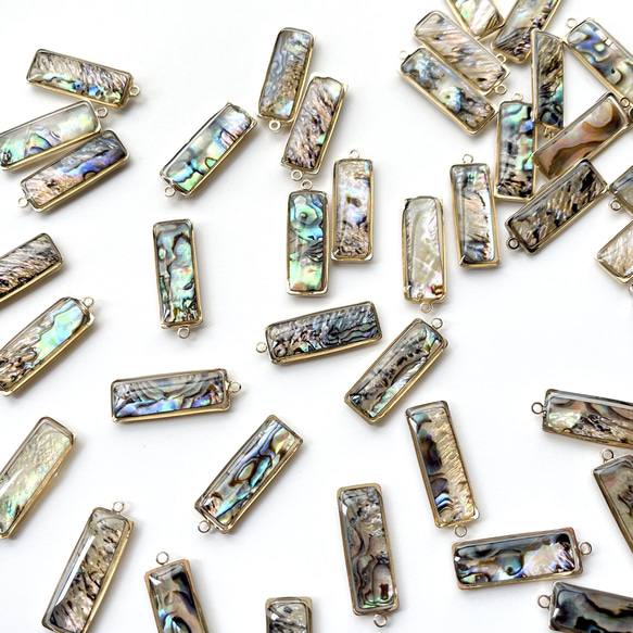 【4個】アバロンシェルチャーム＊長方形 3枚目の画像