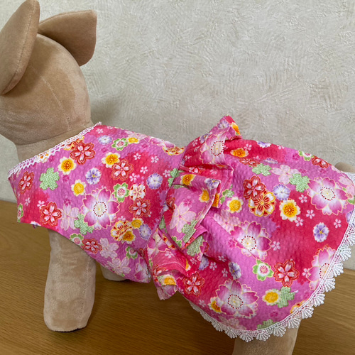 犬服ハンドメイド浴衣　浴衣ワンピ　髪どめ付き 楽天市場】【 犬 服 ペット用浴衣 】 浴衣 鎌倉DOG ゆかた