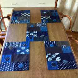 藍 かすり 縞つなぎのランチョンマット 花瓶敷き A その他インテリア