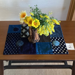 藍　かすり　縞つなぎのランチョンマット　花瓶敷き　A 10枚目の画像