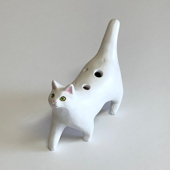 ネコリナ (猫のオカリナ)/ark/白猫　猫グッズ　白猫　オカリナ 1枚目の画像