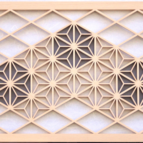 組子欄間調インテリア壁飾り 【大型横型1号 麻の葉ちらし】 組子細工