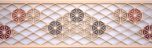 組子欄間調インテリア壁飾り 【大型横型１号 麻の葉ちらし】 組子細工 本格的な組子インテリア cm