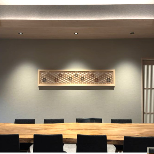 組子欄間調インテリア壁飾り 【大型横型1号 麻の葉ちらし】 組子細工