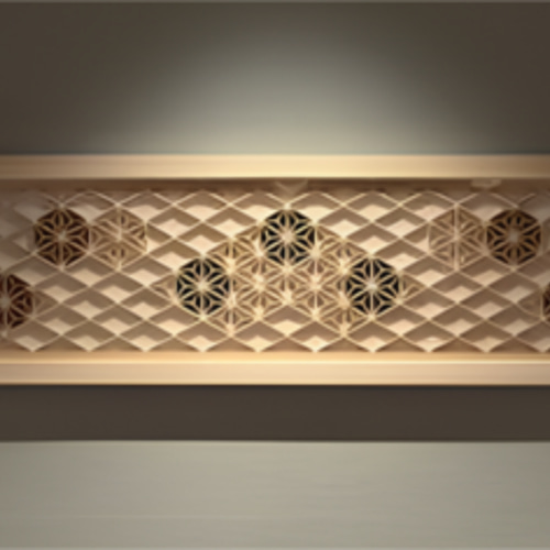 組子欄間調インテリア壁飾り 【大型横型1号 麻の葉ちらし】 組子細工