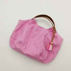 丸底コロン手持ちバッグミニ　Sakura　ビーズ刺繍タッセル　 8枚目の画像
