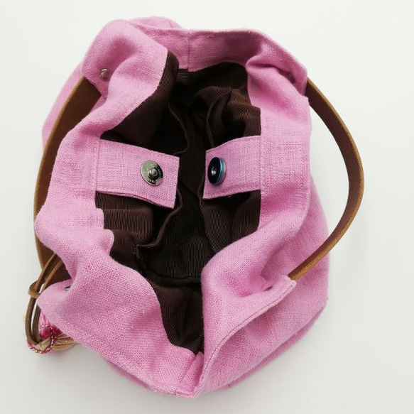 丸底コロン手持ちバッグミニ　Sakura　ビーズ刺繍タッセル　 10枚目の画像