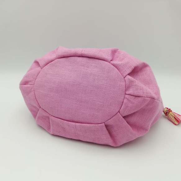 丸底コロン手持ちバッグミニ　Sakura　ビーズ刺繍タッセル　 7枚目の画像