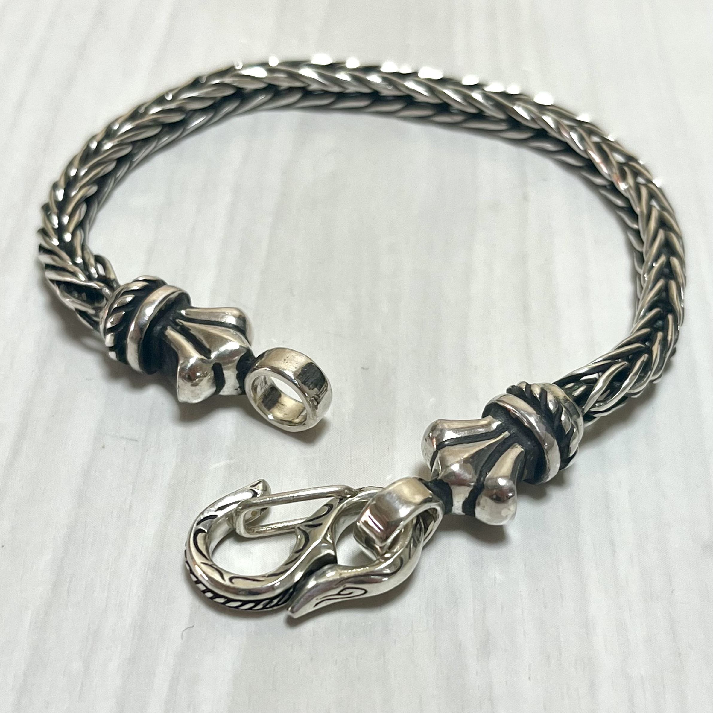 《flair form》ユリチェーンブレスレット（L）｜silver925・立体構造・Sカン仕様・クラシカルモチーフ