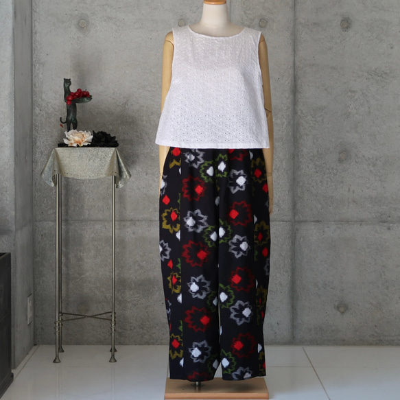 久留米絣　ぷっくらパンツ　 フリーサイズ   　着物リメイク　 3枚目の画像