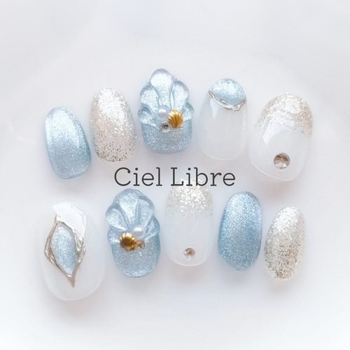 サイズオーダー】No.19(ネイルチップ/夏ネイル/シェル/ぷっくり  