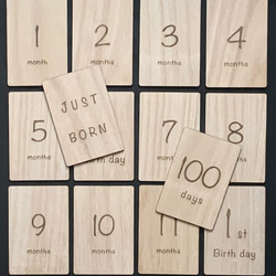木製　マンスリーカード　月齢カード　シンプル　オーダー　予約　ハンドメイド 1枚目の画像