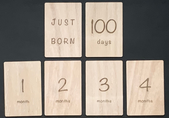木製　マンスリーカード　月齢カード　シンプル　オーダー　予約　ハンドメイド 2枚目の画像