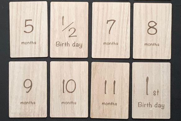 木製　マンスリーカード　月齢カード　シンプル　オーダー　予約　ハンドメイド 3枚目の画像