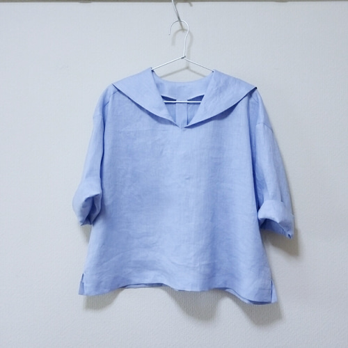 リネン100%】七分袖の大人セーラーカラーブラウス ブラウス Chapeau de