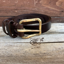 手作り真鍮バックルレザーベルト 焦茶 その他ファッション north-craft