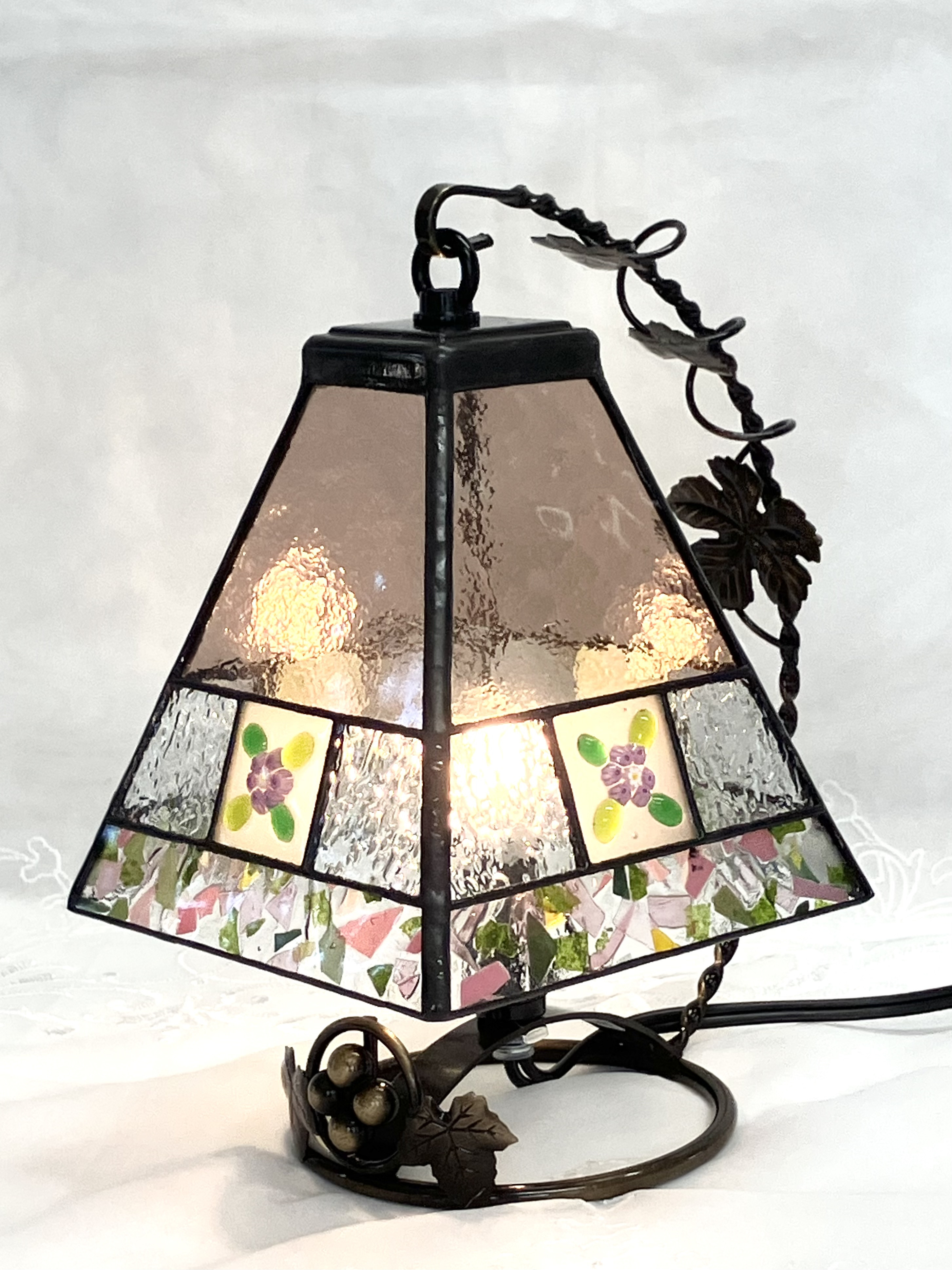 ステンドグラス☆ミルフィオリの花のランプ