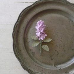 リネンの花　ライラックのコサージュ ピンクパープル 5枚目の画像