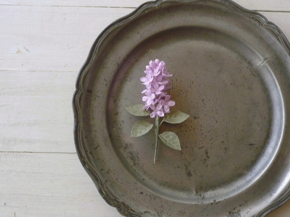 リネンの花　ライラックのコサージュ ピンクパープル 5枚目の画像