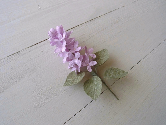 リネンの花　ライラックのコサージュ ピンクパープル 3枚目の画像