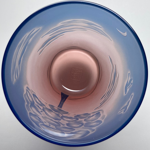 朝焼けのフリーグラス～明けの三日月 薄ピンク×青 （1個） グラス