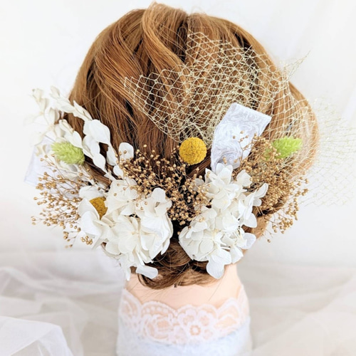 スプリングカラー 髪飾り【 成人式 ウェディング 前撮り 振袖 袴 白  