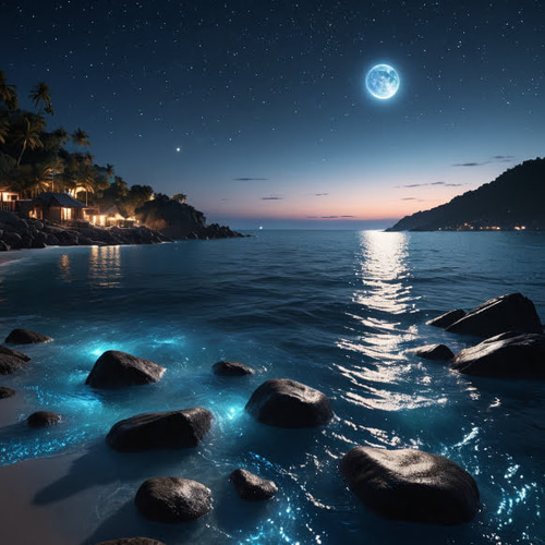 蛍のような輝きブルーの海の置物 / インテリア / 波 / オブジェ  