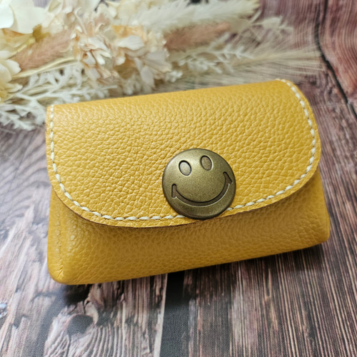 お札折らない 本革スマイルアコーディオンポーチ その他ミニ財布  
