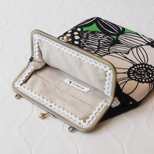 北欧ボタニカルがま口ショルダーバッグ/がま口サコッシュ/ポシェット