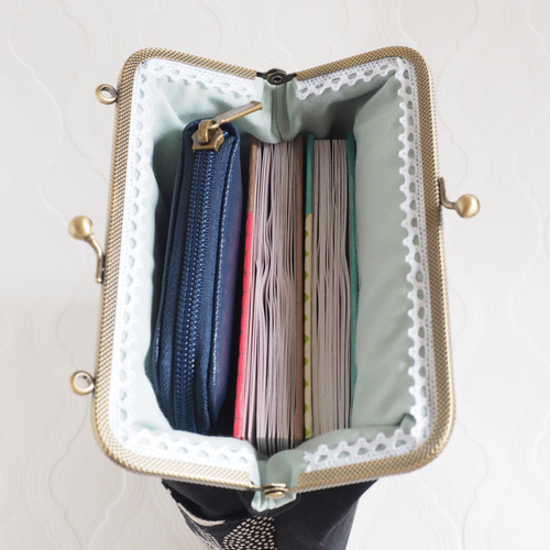 北欧ボタニカルがま口ショルダーバッグ/がま口サコッシュ/ポシェット