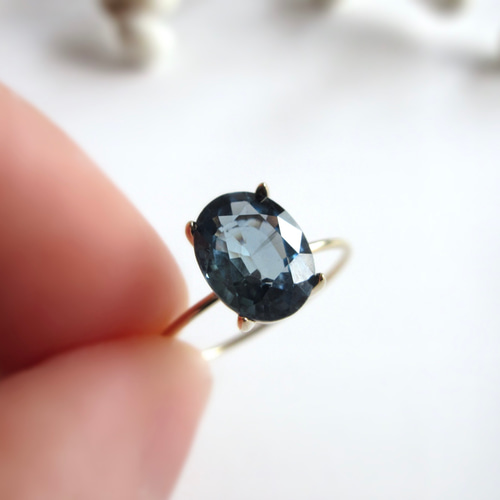K10美粒8×6mm「インディゴブルーサファイア」リング【9月の誕生石