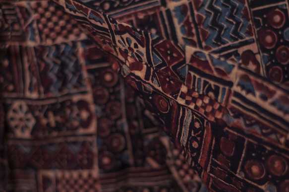 木版プリント コットン キュロット インド綿 ショートパンツ 草木染め インディゴ染め 木版プリント キュロット - 幾何学模様 11枚目の画像