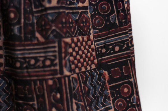 木版プリント コットン キュロット インド綿 ショートパンツ 草木染め インディゴ染め 木版プリント キュロット - 幾何学模様 15枚目の画像