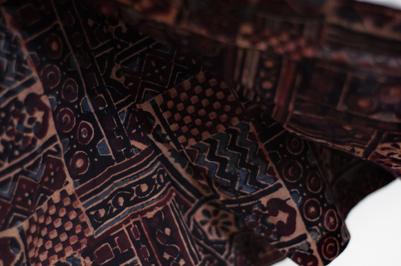 木版プリント コットン キュロット インド綿 ショートパンツ 草木染め インディゴ染め 木版プリント キュロット - 幾何学模様 5枚目の画像