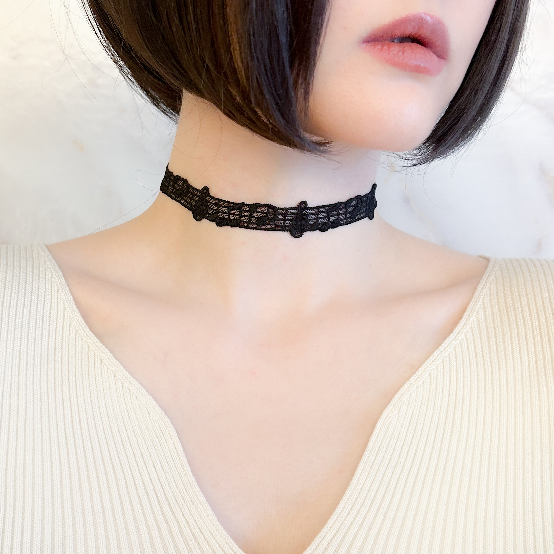The Sound of Music：音符の黒レースのチョーカー SV603